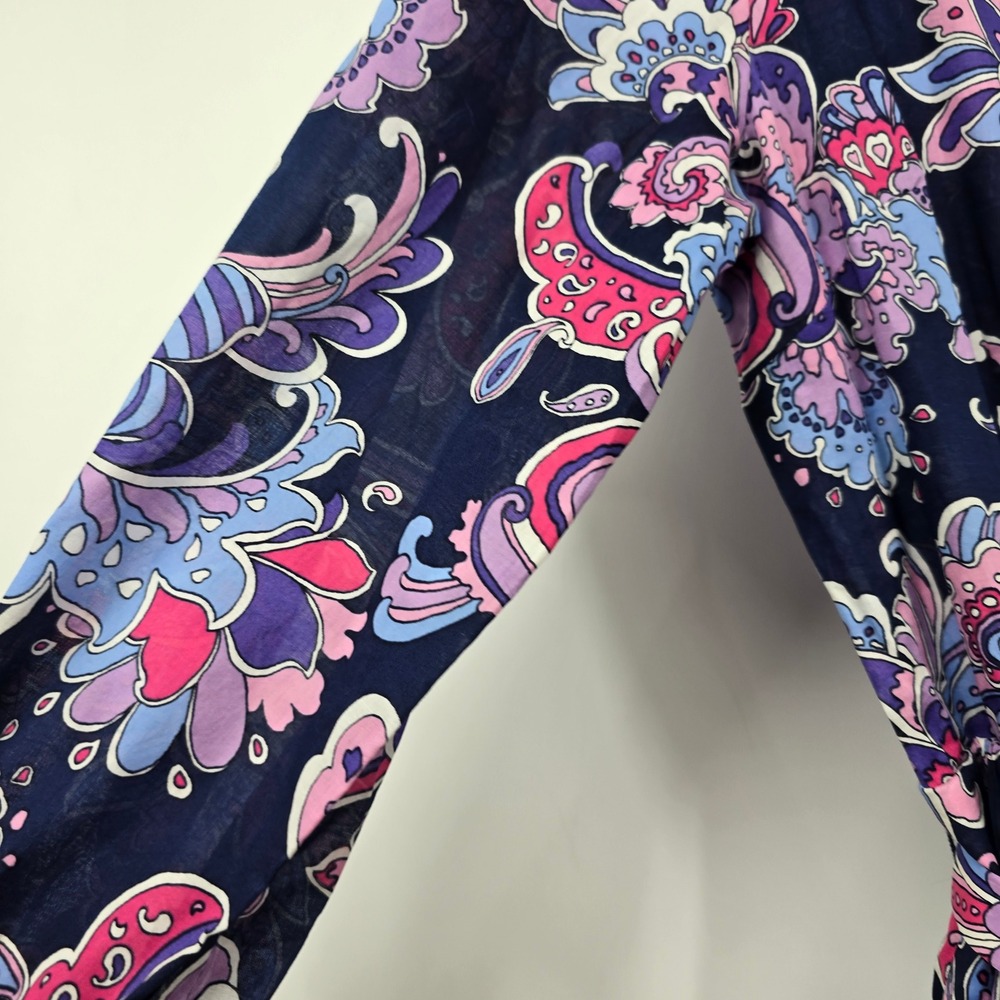 Talbots NEW Paisley Floral Shirt Dress Women 12P Blue Pink Cotton Belted Pockets - Picture 8 of 12